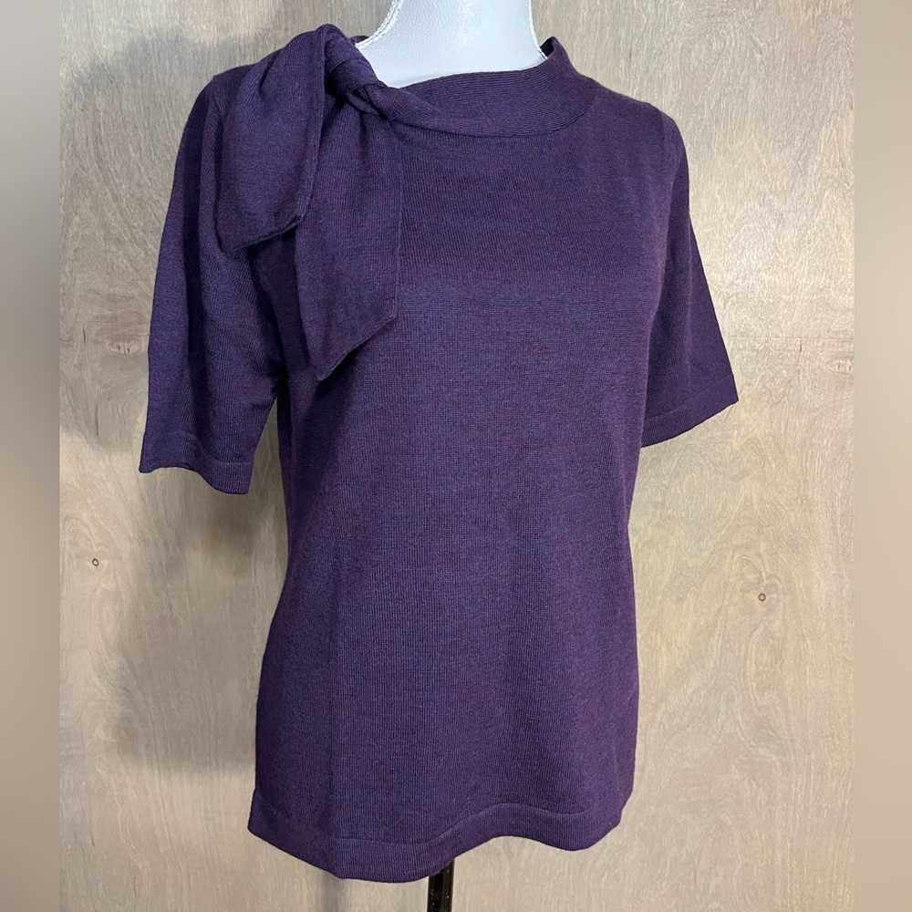 Merona Purple 💜 Short Sleeve Sweater w/Tie Neck M